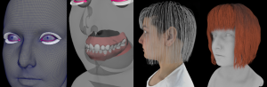 assets such as eyes, teeth, and hair are added to model